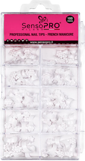 French Manicure Nail Tips Sensopro Milano 100 Pieces