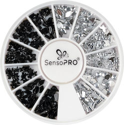 Dynasty Black Silver Nail Rhinestones Sensopro Milano Rhinestone Carousel