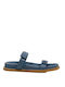 Leather Women's Blue Flat Sandals