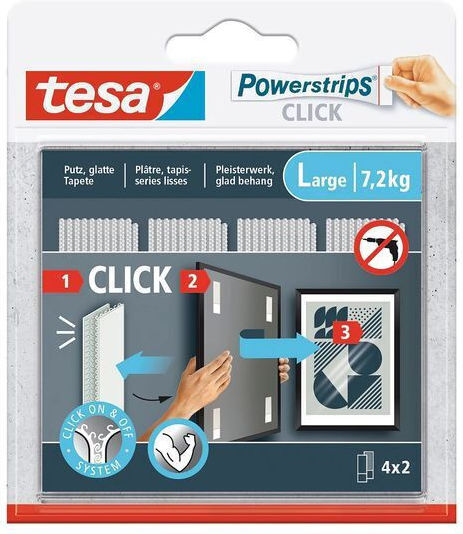 Tesa Powerstrips Самозалепваща Лента С Кука И Примка Бяла 4мx2мм 8бр