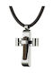 Art Collection Black Male Cross Made of Steel with Cord