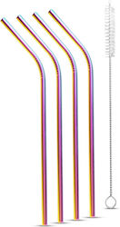 Rainbow Reusable Stainless Steel Straw Set 5 Pieces Cleaning Brush Eco-friendly Rainbow Reusable Stainless Steel Straw Set 5 Pieces Cleaning Brush Eco-friendly