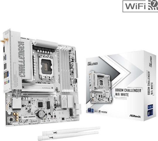 ASRock B860M Challenger WiFi Дънна Платка Micro ATX с Intel 1851 Сокет 90-MXBUQ0-A0UAYZ