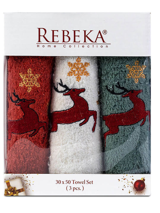 Rebeka Home Prosop De Mână Hkt6001 30x50cm Christmas 3 Bucăți