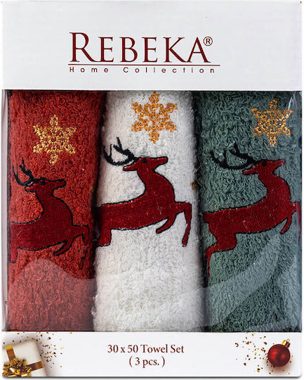 Rebeka Home Hand Towel 30x50cm Christmas 3 Pieces