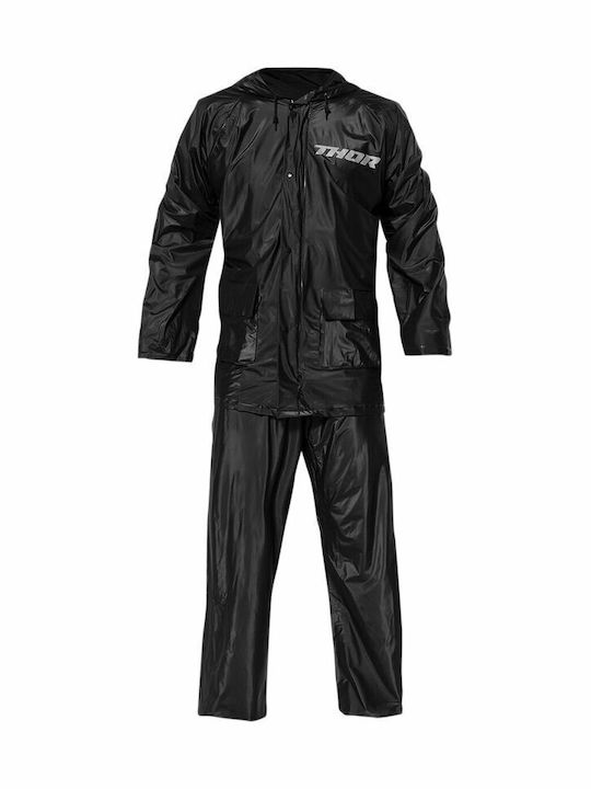 Thor Men's Motorcycle Rain Jacket and Pants Set Black Color