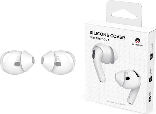 Apple AirPods 4 Ahastyle Pt66-4 Replacement Silicone Covers 1 Pair White