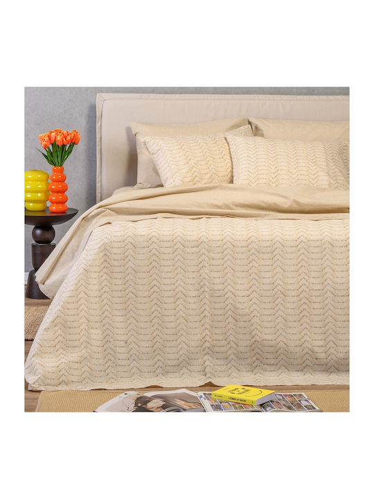 Melinen Σετ Παπλωματοθήκη Βαμβακερή 165x245cm Μονή με Μαξιλαροθήκη Paris Ochre