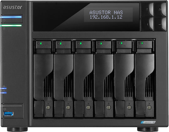Asustor Lockerstor 6 Gen2 (AS6706T V2) NAS Tower με 6 θέσεις για HDD/M.2/SSD και 2 θύρες Ethernet