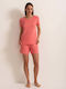 Bluza Damă Bumbac Mâneci Scurte Coral