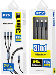 PZX Cablu USB la Type-C / Lightning Negru 1.2m 2222222256685
