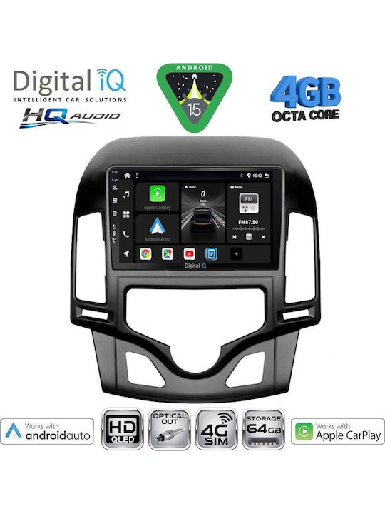 Digital IQ Car Audio System for Hyundai i30 2007-2012 with Clima (Bluetooth/USB/WiFi/GPS/Apple CarPlay/Android Auto) with 9" Touch Screen