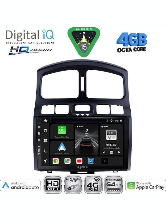 Digital IQ Car Audio System for Hyundai Santa Fe 2003-2006 Bluetooth USB WiFi GPS Apple CarPlay Android Auto with 9" Touch Screen