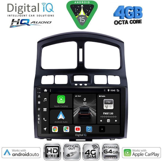 Digital IQ Ηχοσύστημα Αυτοκινήτου για Hyundai Santa Fe 2003-2006 (Bluetooth/USB/WiFi/GPS/Apple-Carplay/Android-Auto) με Οθόνη Αφής 9"