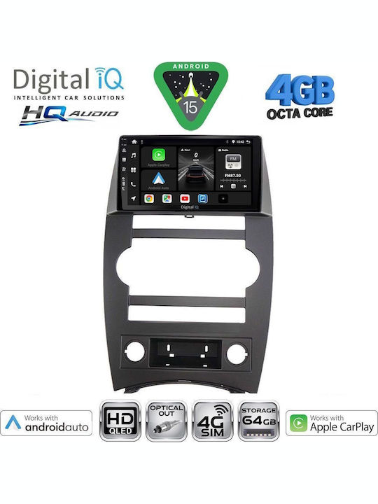 Digital IQ Auto-Audiosystem für Jeep Commander 2007-2009 Bluetooth USB Eingebautes Wi-Fi GPS Apple CarPlay Android Auto mit 9 Zoll Touchscreen