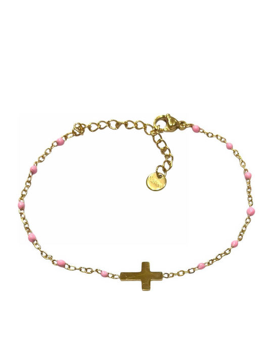 Tatu Moyo Women's Bracelet with Cross Design in Gold Plated Steel