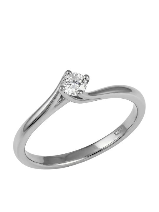 Single Stone Ring In 18K White Gold With Diamond