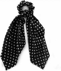 Scrunchie Long Scarf Hair In Casual Black Polka Dot