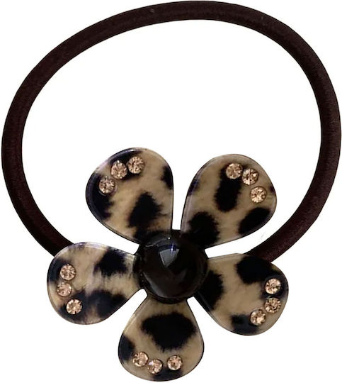 Casual Elastic Nacreous Flower Hair Contemporary Leopard Pattern Beige