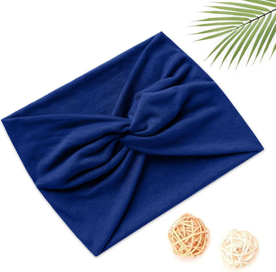 Crossed Headband Hair In Soft Cotton Refined Sapphire Blue