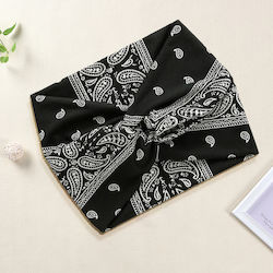 Cross Hair Banner In Soft Cotton Printed Paisley Vintage Black