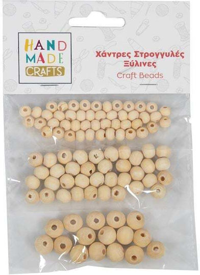 Hand Made Crafts Χαντρες Στρογγυλες Ξυλινες 3 Μεγεθη Mtcr-wdc3p1