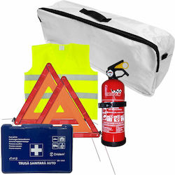 Cridem First Aid Package Car Extinguisher First Aid Kit 2pcs Warning Triangle Warning Vest Trunk Organizer White