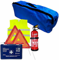 Cridem First Aid Package Car Extinguisher First Aid Kit 2pcs Warning Triangle Warning Waistcoat Trunk Organizer Navy Blue