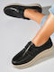 Leder Damen Mokassins in Schwarz Farbe