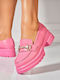 Mocasini Dama Din Piele În Culoare Fuchsia