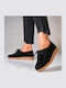 Leder Damen Mokassins in Schwarz Farbe