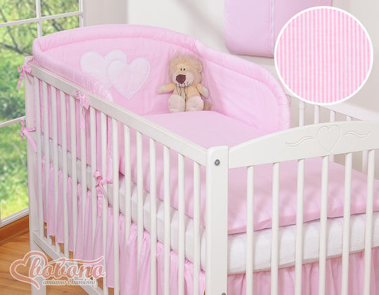 Bobono Σετ Κούνιας Pink Hearts And Stripes 3τμχ
