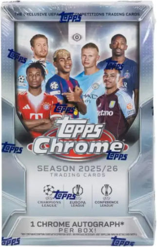 Sports Trading Cards 2025-2026 Topps Chrome Uefa Club Competitions Hobby Box 20 Packs