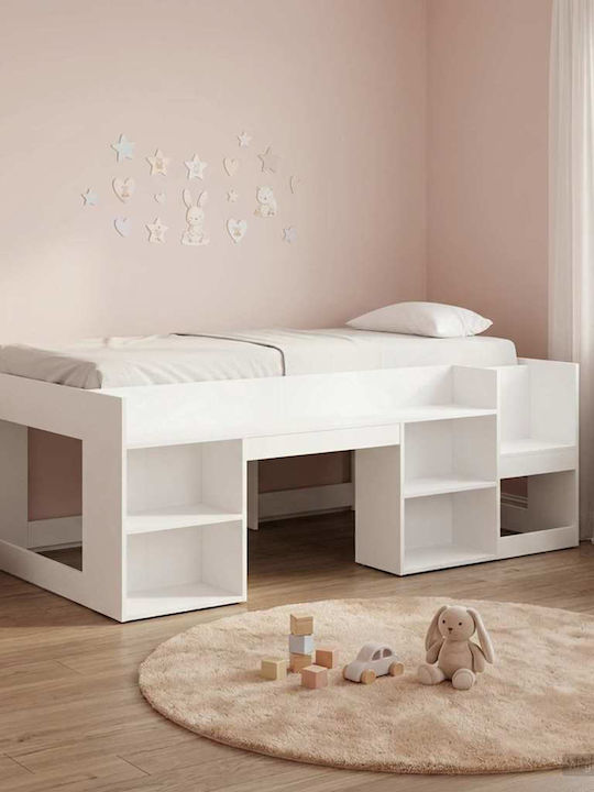 Kids Single Bed with Storage Space White for Ma...