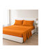 Olia Home Σετ Σεντόνια Διπλά 200x260εκ. Πορτοκαλί (4τμχ)