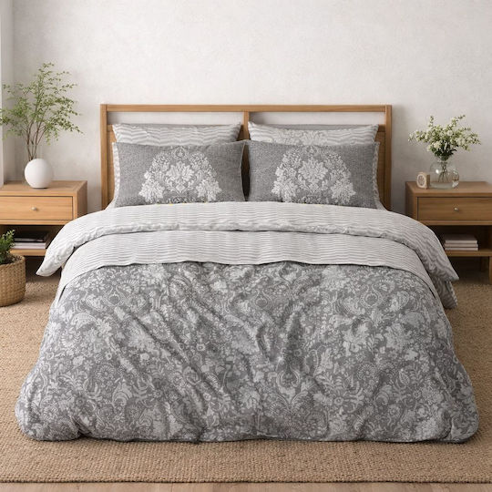 Σετ Κουβερλί Διπλό Γκρι 200x210cm 4τμχ