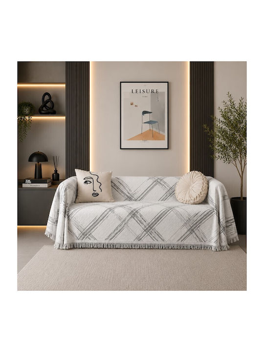 ForHome Leopardo Σετ Ριχτάρια 3τμχ Chenille Λευκό