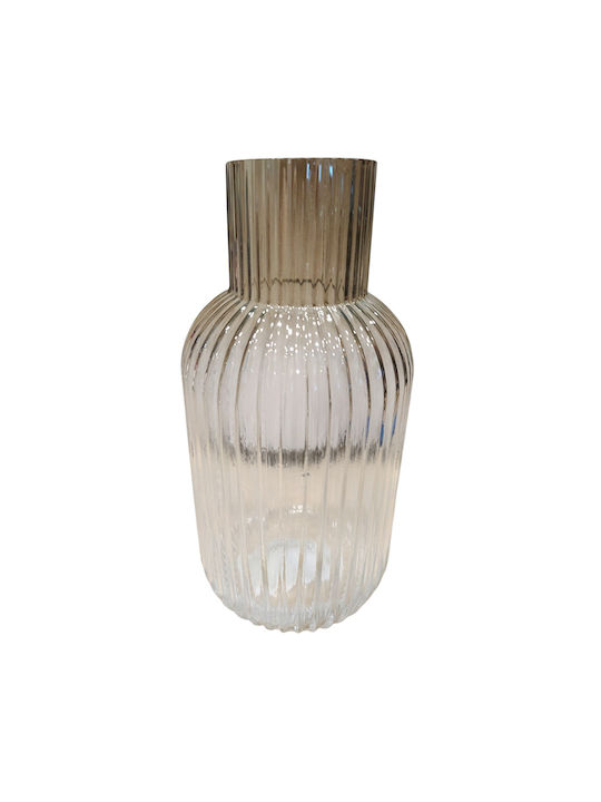 Karvounis Decorative Glass Beige Vase 10.5xH21cm