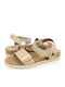 Leather Women's Flat Sandals Brown
