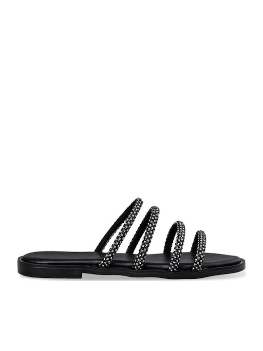 Leather Women's Flat Sandals Black