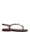 Leder Flache Sandalen Für Damen Braun