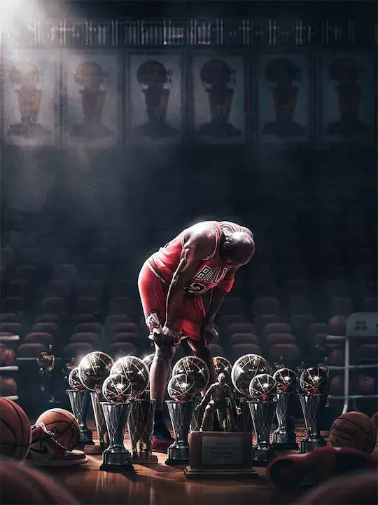 Poster Nba Jordan Trophies Snk62 40cm X 50cm Κορνίζα Καφέ Ξύλου