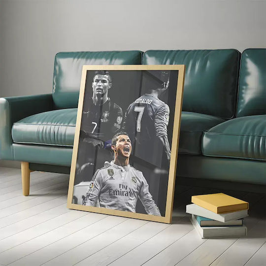 Poster Cristiano Ronaldo Sc034 40cm X 50cm Brown Wooden Frame
