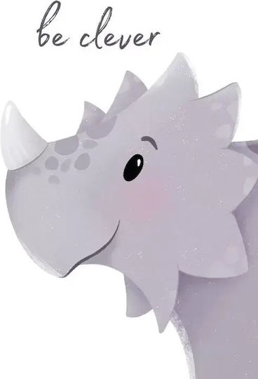 Kids Wall Art with Dinosaur Be Clever with White Wooden Frame 40x50cm