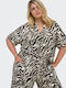 Women's Blouse Short Sleeve with V-Neck Black