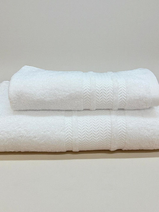 Linea Home Πετσέτα Προσώπου Pied 50x90εκ. Λευκή Βάρους 550gr/m²
