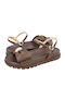 Nether Leder Damen Flache Sandalen Braun AM7961 Y929D908 DS-07