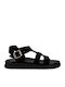 Leather Women's Flat Sandals Flatforms Black