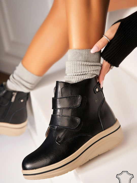 Botinelli Leder Damen Stiefeletten Schwarz