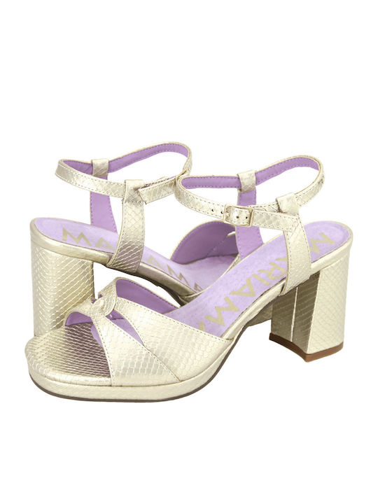 Maria Mare Damen Sandalen Aus Leder Goldfarben